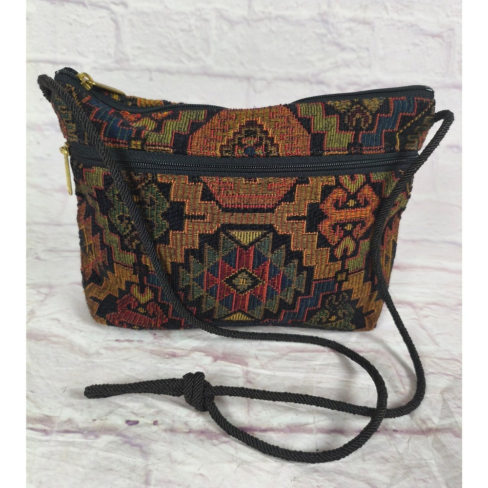 Danny K Beverly Hills Tapestry Crossbody Bag Geometric Multi Color USA Made